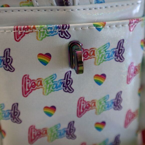 Loungefly Lisa Frank Logo Heart Detachable Rainbow Bag Mini Backpack - Picture 14 of 16